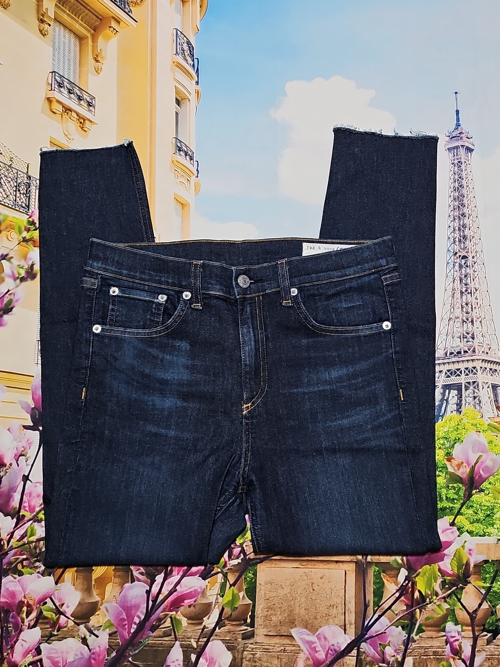 Rag & Bone Mad River Skinny Raw Hem High Waisted Capri Jeans Size 28